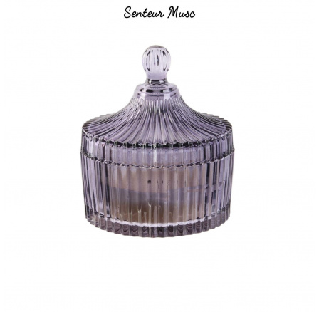 Bohém üvegből készült gyertya L szürke