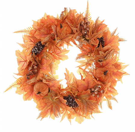 Őszi koszorú - átm. 50 cm, mű, tök, levelek, kalászok és tobozok Őszi koszorú - átm. 50 cm, mű, tök, levelek, kalászok és tobozok