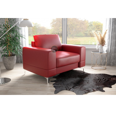 FOTEL ARIA 112 CM SKÓRA NATURALNA - Skóra czerwona