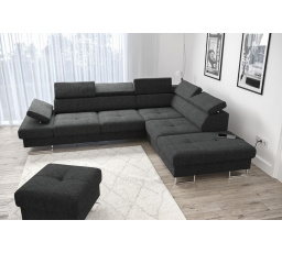 NAROŻNIK GALAXY Z FUNKCJĄ SPANIA 225X280 - prawa , Odcienie czarnego