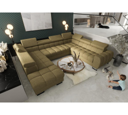 NAROŻNIK ROZKŁADANY ASPEN MAX I 265x350x225 CM - prawa , Odcienie oliwkowego