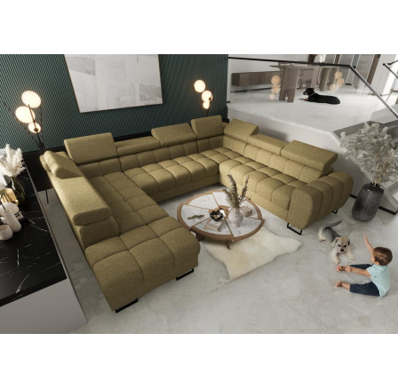 NAROŻNIK ROZKŁADANY ASPEN MAX I 265x350x225 CM - prawa , Odcienie oliwkowego