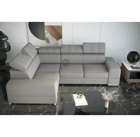 NAROŻNIK ROYAL II 280×210 SKÓRA NATURALNA - lewa , Skóra szara