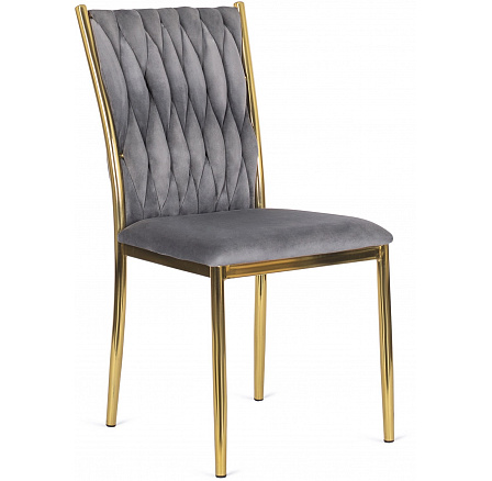 Krzesło DAN Szare Plecione Welurowe