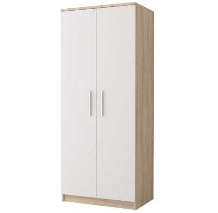 2D OMEGA III - 06 Gardróbszekrény, Sonoma Tölgy/Fehér