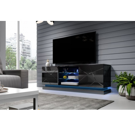 TV komód QIU 160 RTV, fényes fekete