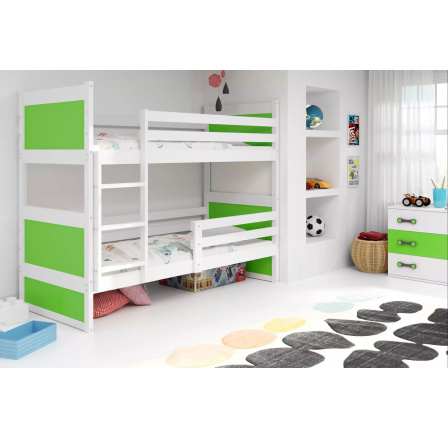 RICO PIĘTROWE RAMA BIAŁY WYPEŁNIENIA ZIELONY BEZ SZUFLADY BEZ MATERACY 90 X 200 KPL