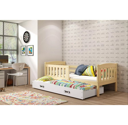 KUBUŚ PODWÓJNE RAMA SOSNA SZUFLADA BIAŁY BEZ MATERACY 90 X 200 KPL