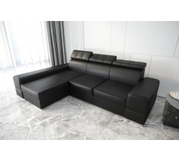 NAROŻNIK ROYAL SKÓRA NATURALNA 295X185 - lewa , Skóra czarna