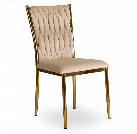 Krzesło DAN Kremowe Plecione Welurowe