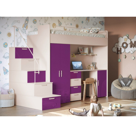 Patrová postel PARADISE 4S Kašmír Fialová Lesk