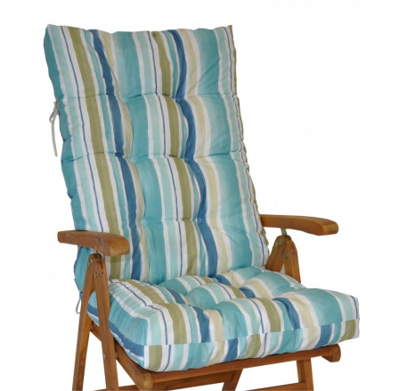 Polstr na zahradní křeslo vysoké - látka modré pruhy