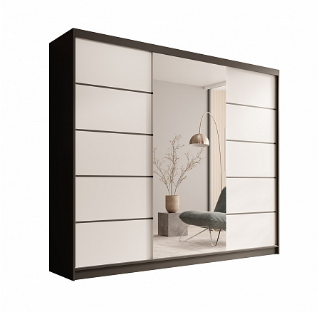 Tolóajtós szekrény Etna 250 Fekete+Fehér