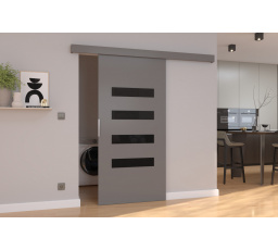 Falra szerelhető tolóajtó FORLI 106 Szürke+Fekete Lacobel