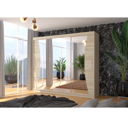 Tolóajtós szekrény tükörrel DIEGO 250 Sonoma+Sonoma