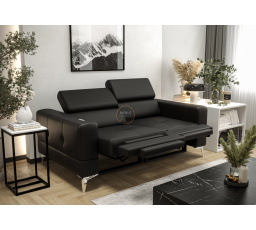 SOFA TOSCANIA II RELAX 185 CM SKÓRA NATURALNA - Skóra czarna
