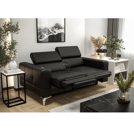 SOFA TOSCANIA II RELAX 185 CM SKÓRA NATURALNA - Skóra czarna