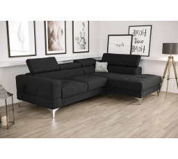 NAROŻNIK TOSCANIA MINI Z FUNKCJĄ SPANIA 170x250 CM - Odcienie czarnego , prawa