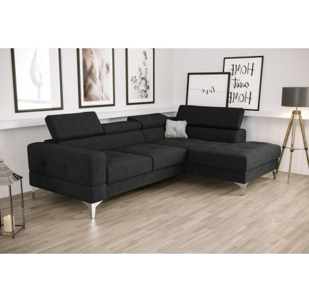 NAROŻNIK TOSCANIA MINI Z FUNKCJĄ SPANIA 170x250 CM - Odcienie czarnego , prawa