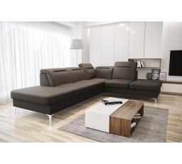 NAROŻNIK OSLO 295x220 SKÓRA NATURALNA - prawa , Skóra brązowa