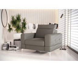 FOTEL MALIBU 104 CM SKÓRA NATURALNA - Skóra szara