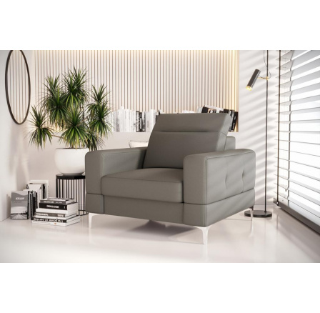 FOTEL MALIBU 104 CM SKÓRA NATURALNA - Skóra szara