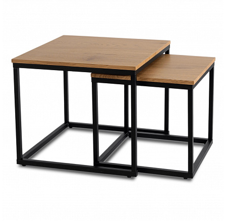 Zestaw Stolików CARMI Dąb Złoty/Czarny