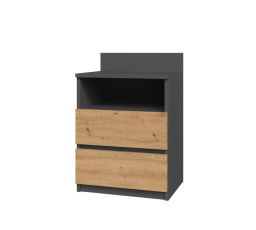Noční stolek MALVÍNA M1, Dub antracit/Dub artisan