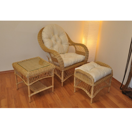 Ratanová sedací souprava Florida pohoda medová - polstry béžový melír