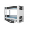 Kétszemélyes emeletes ágy GARET 180x80 Fehér+Antracit