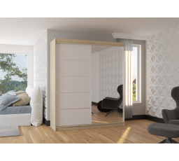 Tolóajtós szekrény tükörrel CARO 180 Sonoma+Fehér