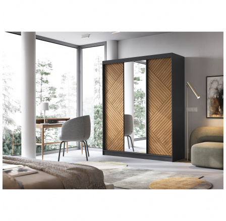 Marrphy III with a mirror Dąb Caramel, Czarny Mat 220x60