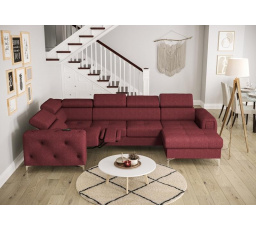 NAROŻNIK ORION MAX III RELAX Z FUNKCJĄ SPANIA 165x320x190 CM - Odcienie czerwieni , lewa