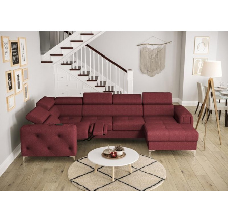 NAROŻNIK ORION MAX III RELAX Z FUNKCJĄ SPANIA 165x320x190 CM - Odcienie czerwieni , lewa