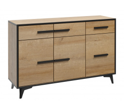 FRIDA K3D3S komód, Rivera Tölgy + Fekete