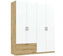 ALTA 4D1S ruhásszekrény, Artisan Tölgy/Fehér