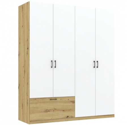 ALTA 4D1S ruhásszekrény, Artisan Tölgy/Fehér