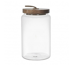 Üvegedény akácfa fedéllel, 23 cm