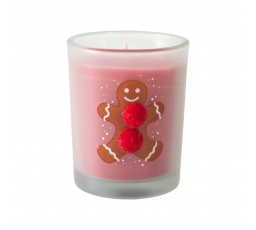 Karácsonyi piros gyertya mézeskaláccsal