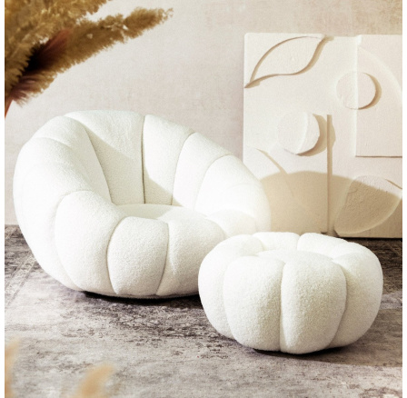 Armchair DOUILL swivel ecru in TEDDY fabric 94x88x62 cm 869414 Armchair DOUILL swivel ecru in TEDDY fabric 94x88x62 cm 869414
