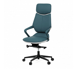 Kancelářské křeslo, houpací mechanismus, modrá ekokůže, KA-T8426 GRN