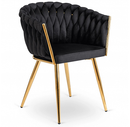 Krzesło CAPI Czarne Plecione Welurowe