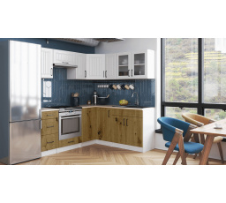 Rohová kuchyňská linka Romana bílá/artisan MAT