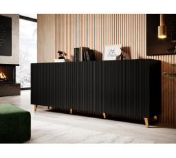 PAFOS 200 4D komód, fekete MAT