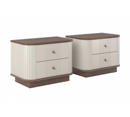 2 x VESPER SZAFKA NOCNA 56 2SZ - cashmere mdf / orzech / złote uchwyty / cokół