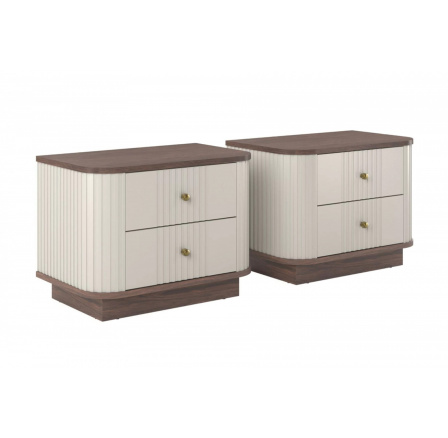 2 x VESPER SZAFKA NOCNA 56 2SZ - cashmere mdf / orzech / złote uchwyty / cokół 2 x VESPER SZAFKA NOCNA 56 2SZ - cashmere mdf / orzech / złote uchwyty / cokół