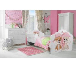 Ágy matraccal és korláttal CASIMO TWO DOGS 160x80 Fehér