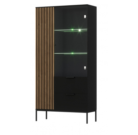 Meorati 100 Witryna Czarny/Dąb Artisan Czarny Mat, Dąb Artisan 100x200