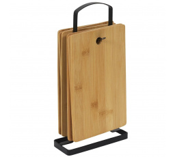 6 darabos bambusz vágódeszka készlet állvánnyal