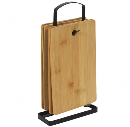 6 darabos bambusz vágódeszka készlet állvánnyal
